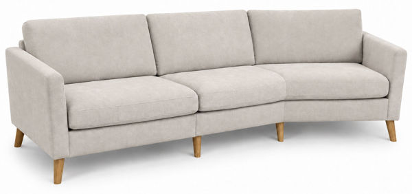 Bild på PUSSEL Vinkelsoffa 900+V45 tyg Wind 05 beige, arm 130, oljade ekben